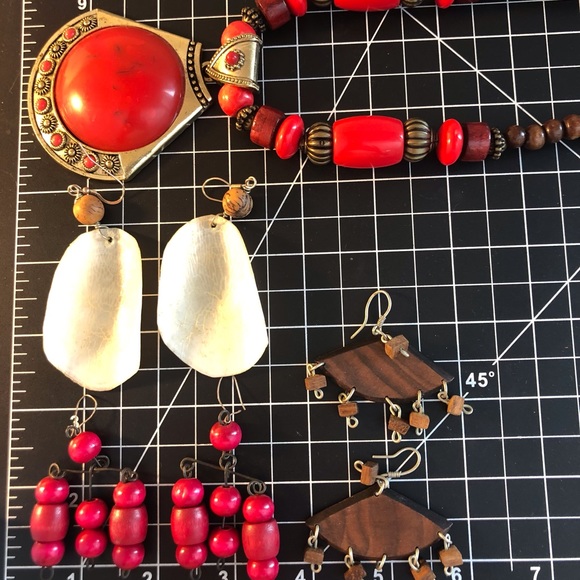 Vintage Wood Statement Jewelry Lot - Picture 7 of 10